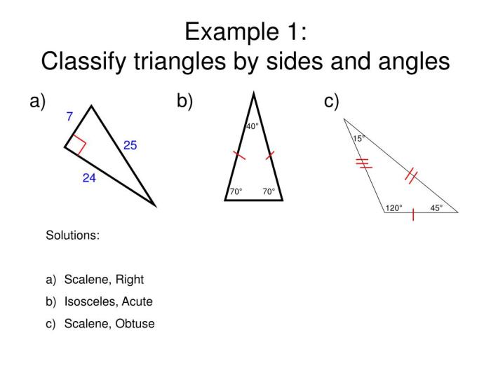 Quiz 4-1 classifying and solving for sides/angles in triangles answers