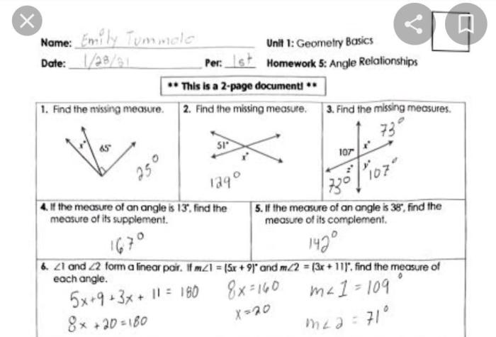 Common core geometry unit 6 lesson 1 homework answer key